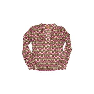 Tory Burch Floral Print Cotton Tunic Top in Pink Gold Sequin Detail – Size 6